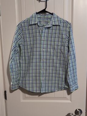 Boy's Green & Blue Plaid Button-Up Shirt